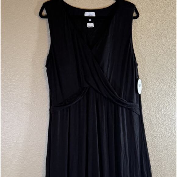 NWT Soma Wknd Plus XXL Twist Waist Maxi Dress Black Jersey Knit Built-In Bra - Picture 5 of 9
